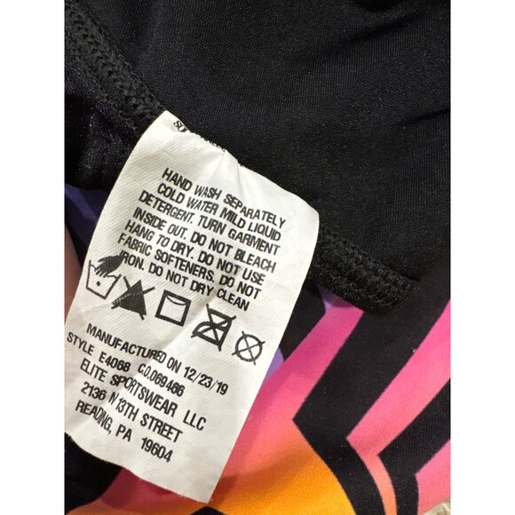 Girls GK Elite Cirque Gymnastics Leotard Rainbow Star Print Black Side Panels - Picture 4 of 5